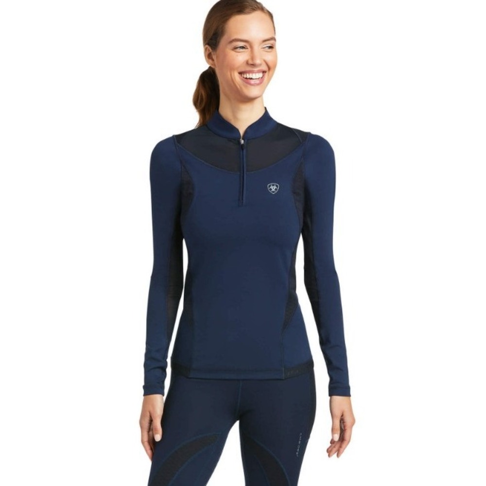 Ariat Ascent 1/4 Zip Baselayer Navy Blue Small EUC Technical Equestrian Top